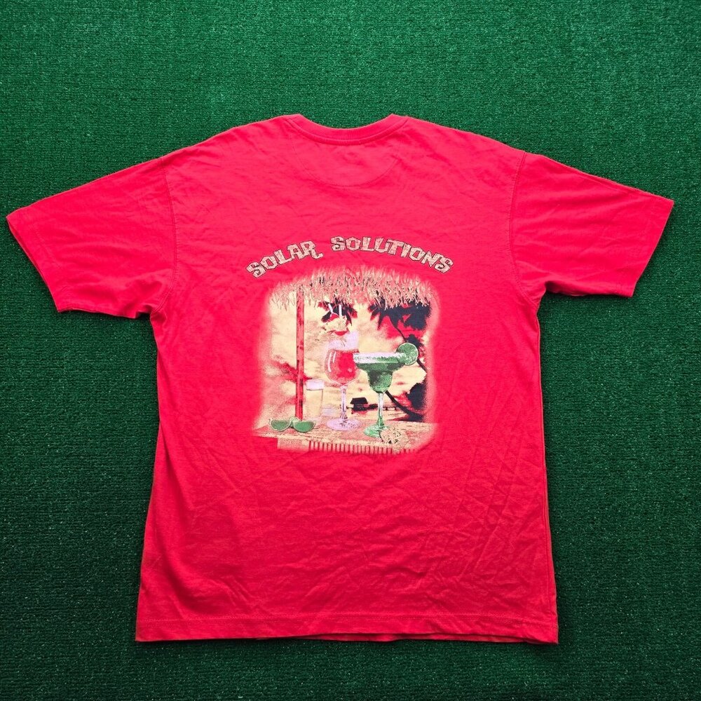 Joe Marlin Tshirt Mens Large Red Short Sleeve Solar Solutions‎ Outdoor Unwind